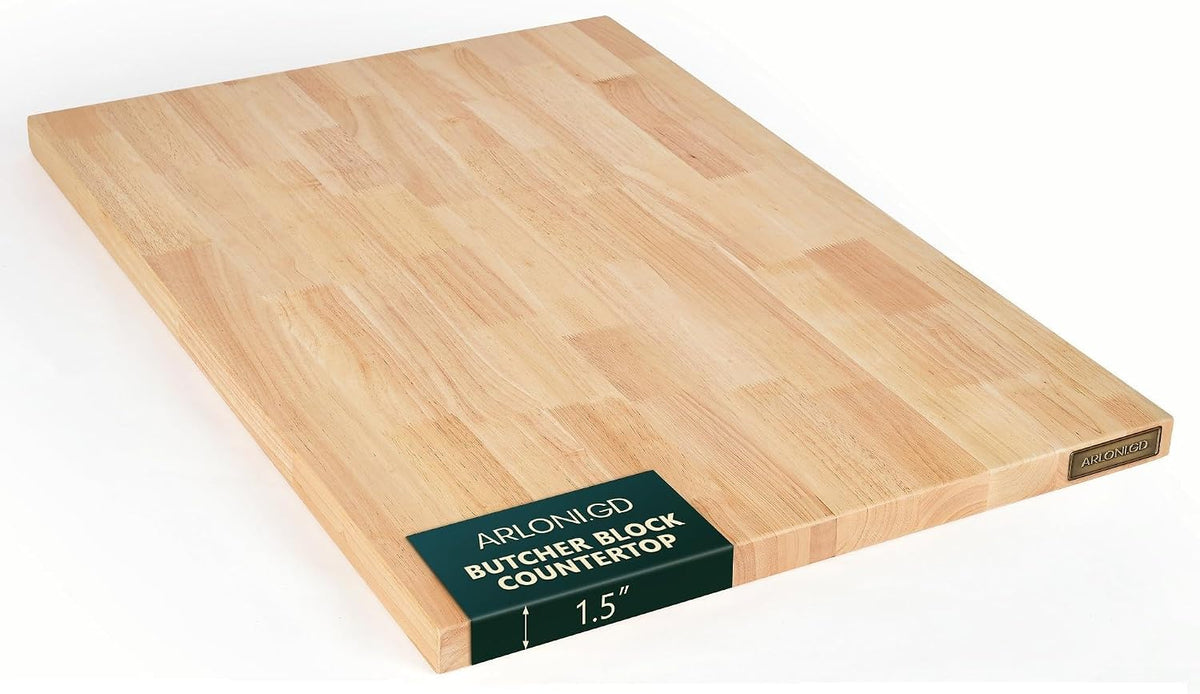 Hevea Butcher Block Countertop, 25"×24"×1.5" Unfinished Wood Table Top