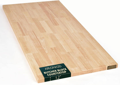 Hevea Butcher Block Countertop, 25"×24"×1.5" Unfinished Wood Table Top