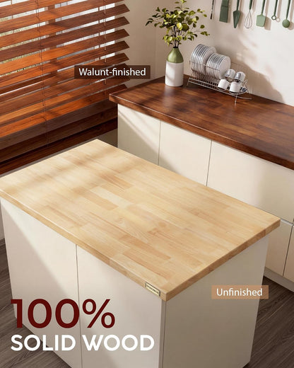 Hevea Butcher Block Countertop, 25"×24"×1.5" Unfinished Wood Table Top