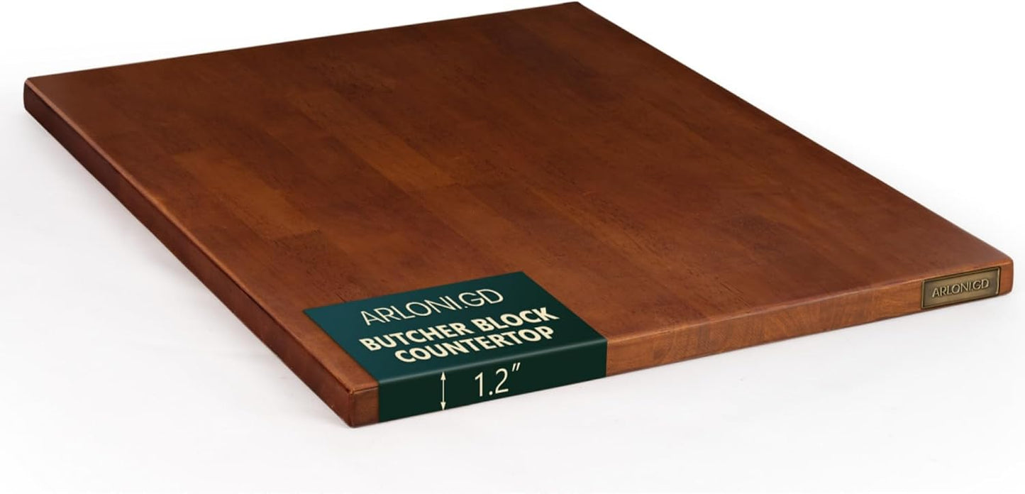Hevea Butcher Block Countertop, 25"×24"×1.5" Unfinished Wood Table Top