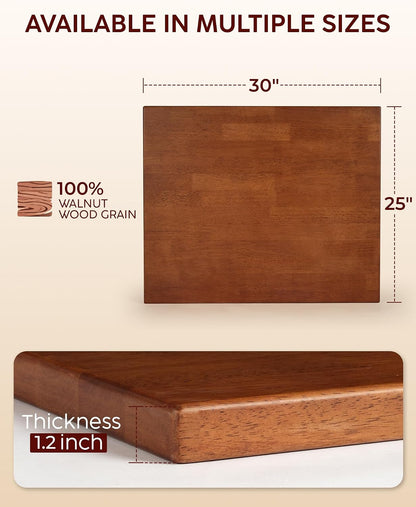 Hevea Butcher Block Countertop, 25"×24"×1.5" Unfinished Wood Table Top