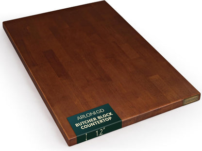 Hevea Butcher Block Countertop, 25"×24"×1.5" Unfinished Wood Table Top