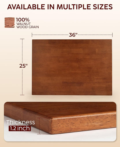 Hevea Butcher Block Countertop, 25"×24"×1.5" Unfinished Wood Table Top