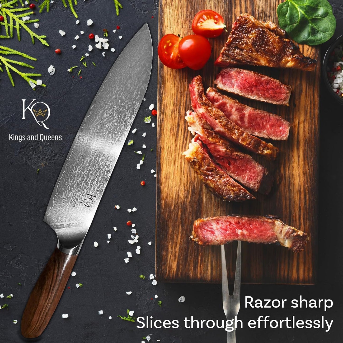 Japanese Kitchen Knife 7 Inch - Santoku Knife Ultra Sharp in High Carbon Steel - Japanese Chef Knife with Ergonomic Non-Slip Handle for Kitchen Precision Cutting