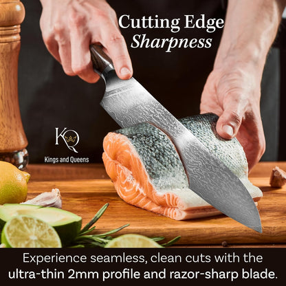 Japanese Kitchen Knife 7 Inch - Santoku Knife Ultra Sharp in High Carbon Steel - Japanese Chef Knife with Ergonomic Non-Slip Handle for Kitchen Precision Cutting