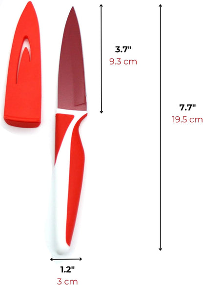 Gourmet Paring Knife Set, 4-Pack, Stainless Steel, Blade Covers