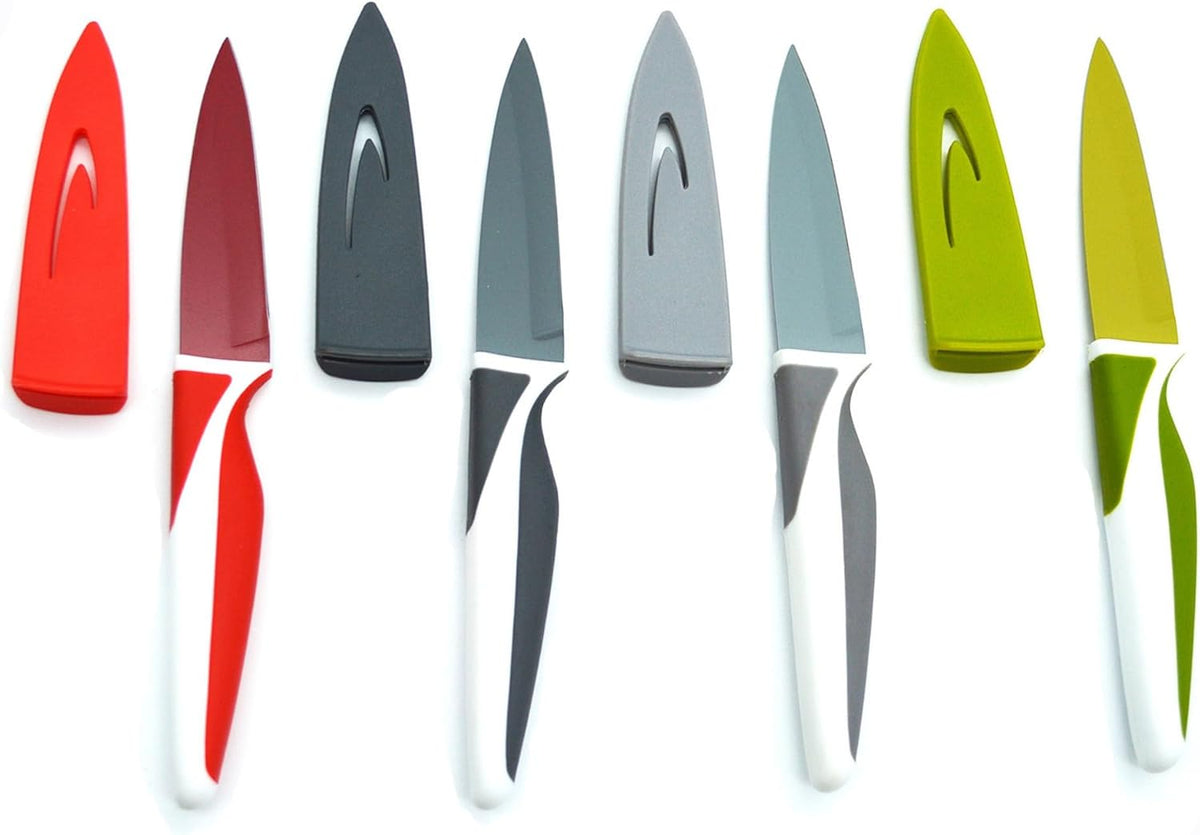 Gourmet Paring Knife Set, 4-Pack, Stainless Steel, Blade Covers