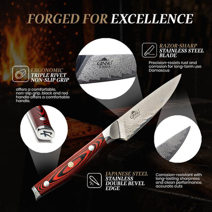 3.5" PETTY/PARING KNIFE | DAMASCUS | HERITAGE COLLECTION JAPANESE KNIFE | BEST KNIFE FOR YOUR KITCHEN