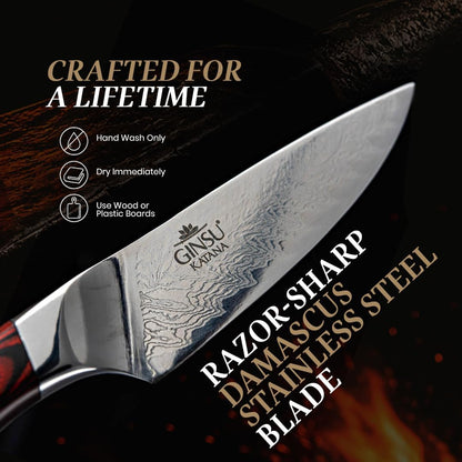 3.5" PETTY/PARING KNIFE | DAMASCUS | HERITAGE COLLECTION JAPANESE KNIFE | BEST KNIFE FOR YOUR KITCHEN