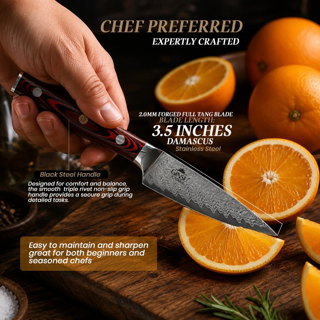 3.5" PETTY/PARING KNIFE | DAMASCUS | HERITAGE COLLECTION JAPANESE KNIFE | BEST KNIFE FOR YOUR KITCHEN