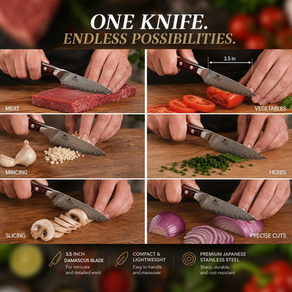 3.5" PETTY/PARING KNIFE | DAMASCUS | HERITAGE COLLECTION JAPANESE KNIFE | BEST KNIFE FOR YOUR KITCHEN