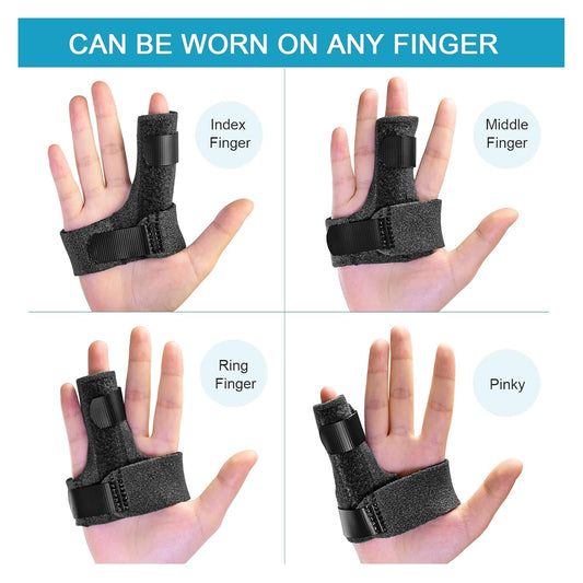 Finger Brace, Trigger Finger Splint for Index Middle Ring Pinky Finger Arthritis Pain, Tendon Injury, Broken Mallet Finger Stabilizer Supports for Dislocated Knuckle Immobilizer Wrap,Black