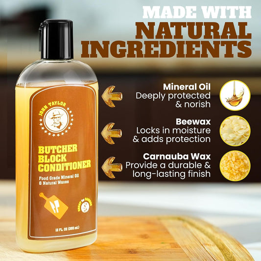 John Taylor Food Grade Mineral Oil Cutting Board Oil Wood Conditioner -12oz