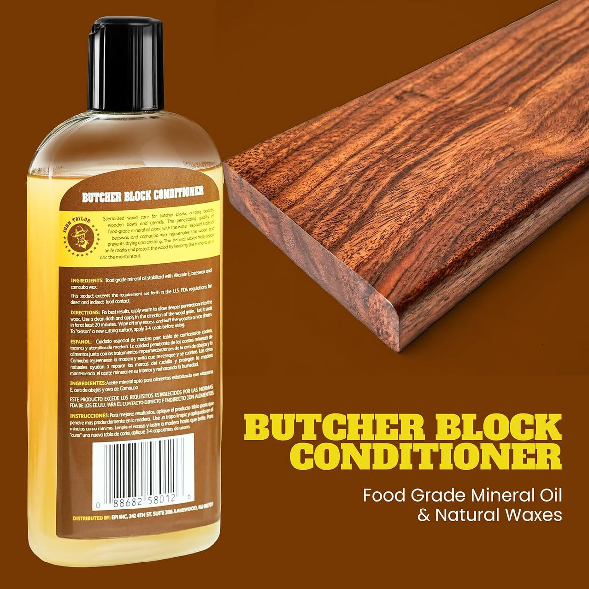John Taylor Food Grade Mineral Oil Cutting Board Oil Wood Conditioner -12oz