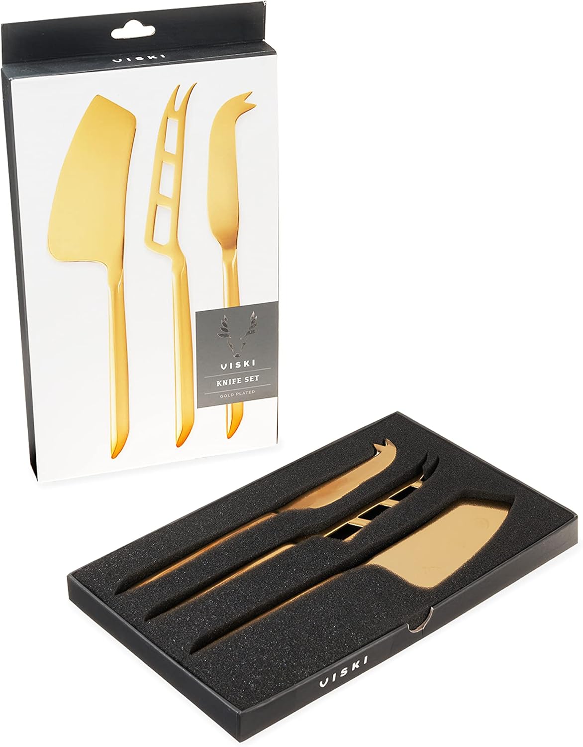 Gold Cheese Knives, Set of 3 Cheese Knives, Stainless Steel with Gold Finish, Cheese Tools, Gold, Set of 3