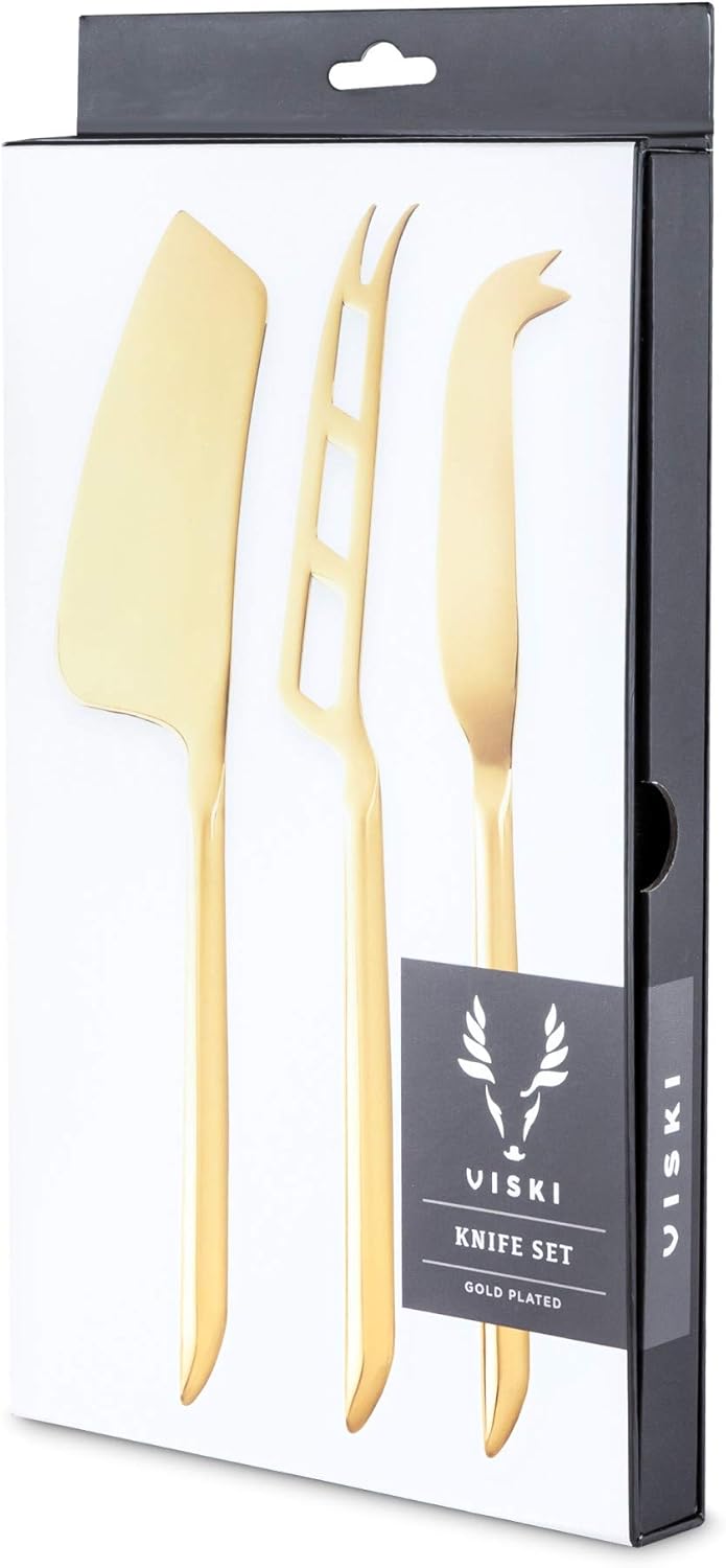 Gold Cheese Knives, Set of 3 Cheese Knives, Stainless Steel with Gold Finish, Cheese Tools, Gold, Set of 3