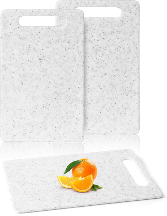 2 Pcs Cutting Board for Kitchen Small Mini Plastic Granite Color Cutting Board Dishwasher Safe Cutting Boards for Food Prep, Fruits, Vegetables with Easy Grip (6" x 10",White)