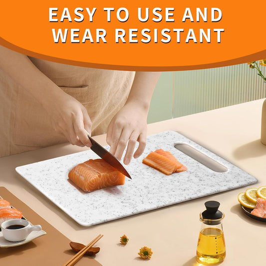 2 Pcs Cutting Board for Kitchen Small Mini Plastic Granite Color Cutting Board Dishwasher Safe Cutting Boards for Food Prep, Fruits, Vegetables with Easy Grip (6" x 10",White)