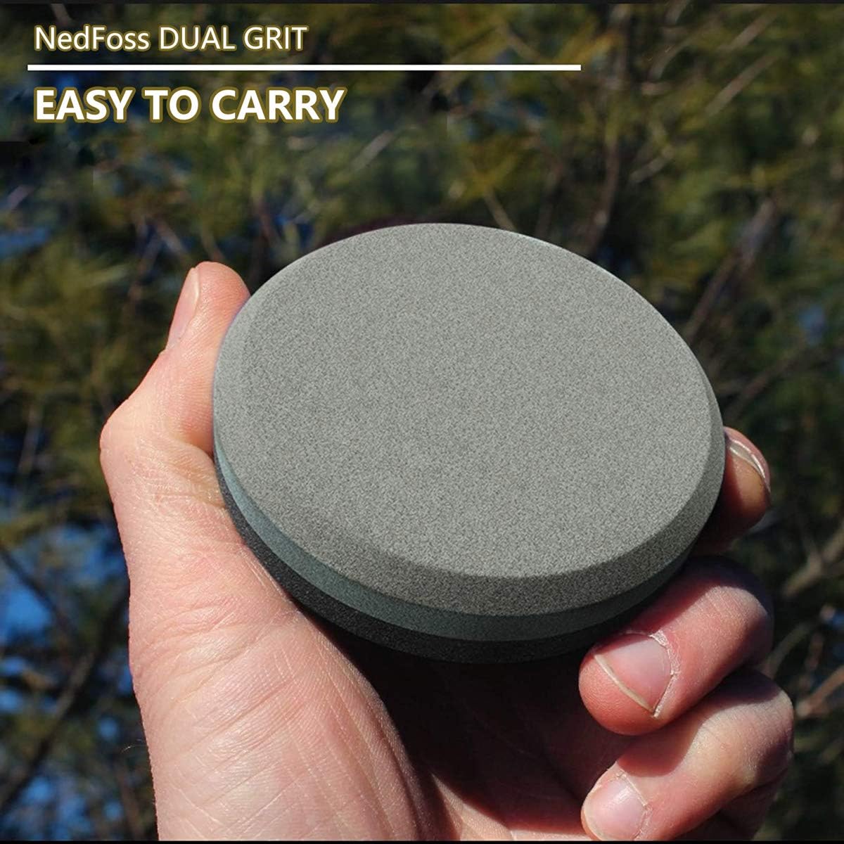 Axe/Hatchet Sharpening Puck Whetstone Knife Sharpening Stone | Dual Grit Multi-Purpose Sharpener with Sheath Small Axe Sharpener Bushcraft Gear Outdoorsmen Woodworking Gifts Christmas