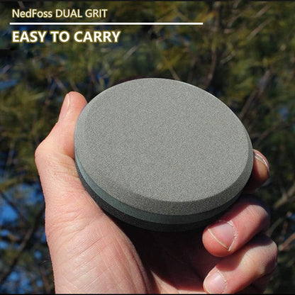 Axe/Hatchet Sharpening Puck Whetstone Knife Sharpening Stone | Dual Grit Multi-Purpose Sharpener with Sheath Small Axe Sharpener Bushcraft Gear Outdoorsmen Woodworking Gifts Christmas