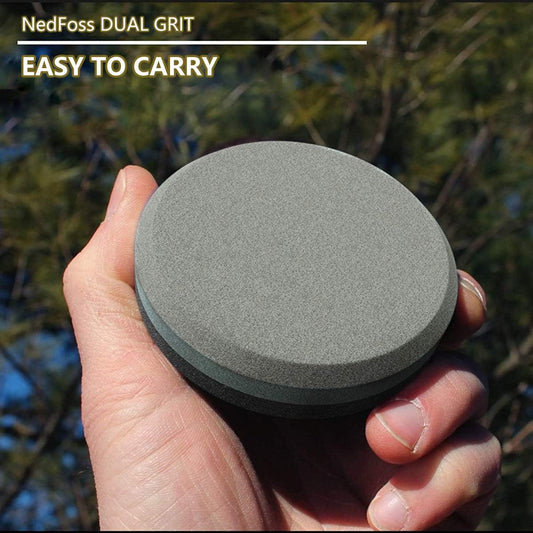Axe/Hatchet Sharpening Puck Whetstone Knife Sharpening Stone | Dual Grit Multi-Purpose Sharpener with Sheath Small Axe Sharpener Bushcraft Gear Outdoorsmen Woodworking Gifts Christmas