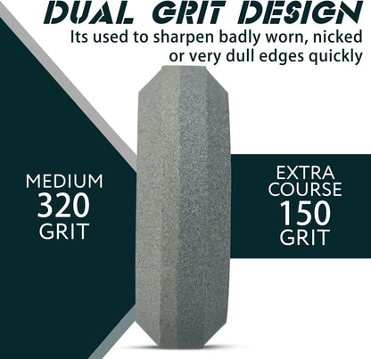 Axe/Hatchet Sharpening Puck Whetstone Knife Sharpening Stone | Dual Grit Multi-Purpose Sharpener with Sheath Small Axe Sharpener Bushcraft Gear Outdoorsmen Woodworking Gifts Christmas