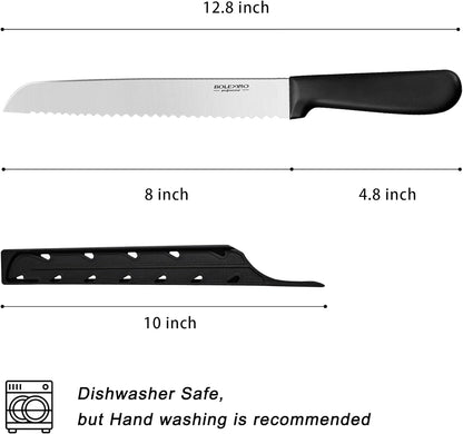 12 Inch Serrated Bread Knife for Homemade Bread, Stainless Steel Wide Wavy Edge Knife, Multi-Purpose Kitchen Knife, Efficient Cake Slicer, Ultra Sharp Baker's Knife for Cutting Crusty Breads, Cake