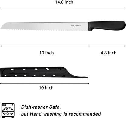 12 Inch Serrated Bread Knife for Homemade Bread, Stainless Steel Wide Wavy Edge Knife, Multi-Purpose Kitchen Knife, Efficient Cake Slicer, Ultra Sharp Baker's Knife for Cutting Crusty Breads, Cake