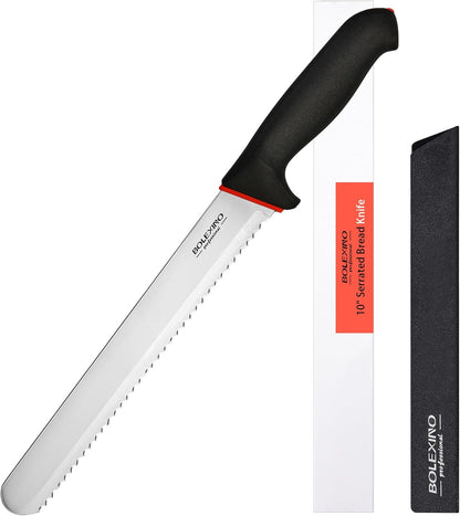12 Inch Serrated Bread Knife for Homemade Bread, Stainless Steel Wide Wavy Edge Knife, Multi-Purpose Kitchen Knife, Efficient Cake Slicer, Ultra Sharp Baker's Knife for Cutting Crusty Breads, Cake