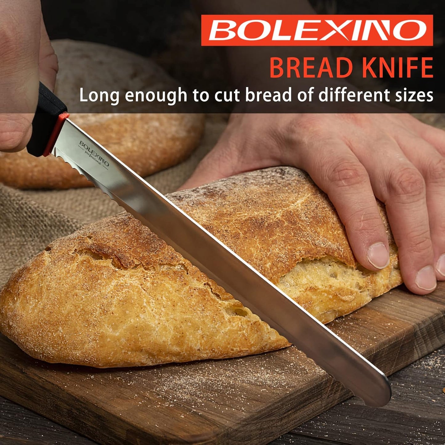 12 Inch Serrated Bread Knife for Homemade Bread, Stainless Steel Wide Wavy Edge Knife, Multi-Purpose Kitchen Knife, Efficient Cake Slicer, Ultra Sharp Baker's Knife for Cutting Crusty Breads, Cake