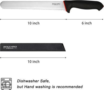 12 Inch Serrated Bread Knife for Homemade Bread, Stainless Steel Wide Wavy Edge Knife, Multi-Purpose Kitchen Knife, Efficient Cake Slicer, Ultra Sharp Baker's Knife for Cutting Crusty Breads, Cake