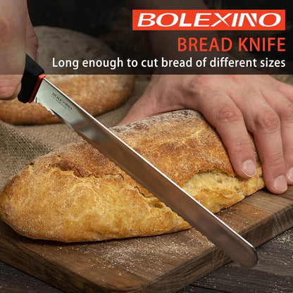12 Inch Serrated Bread Knife for Homemade Bread, Stainless Steel Wide Wavy Edge Knife, Multi-Purpose Kitchen Knife, Efficient Cake Slicer, Ultra Sharp Baker's Knife for Cutting Crusty Breads, Cake