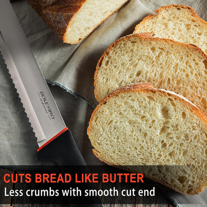 12 Inch Serrated Bread Knife for Homemade Bread, Stainless Steel Wide Wavy Edge Knife, Multi-Purpose Kitchen Knife, Efficient Cake Slicer, Ultra Sharp Baker's Knife for Cutting Crusty Breads, Cake