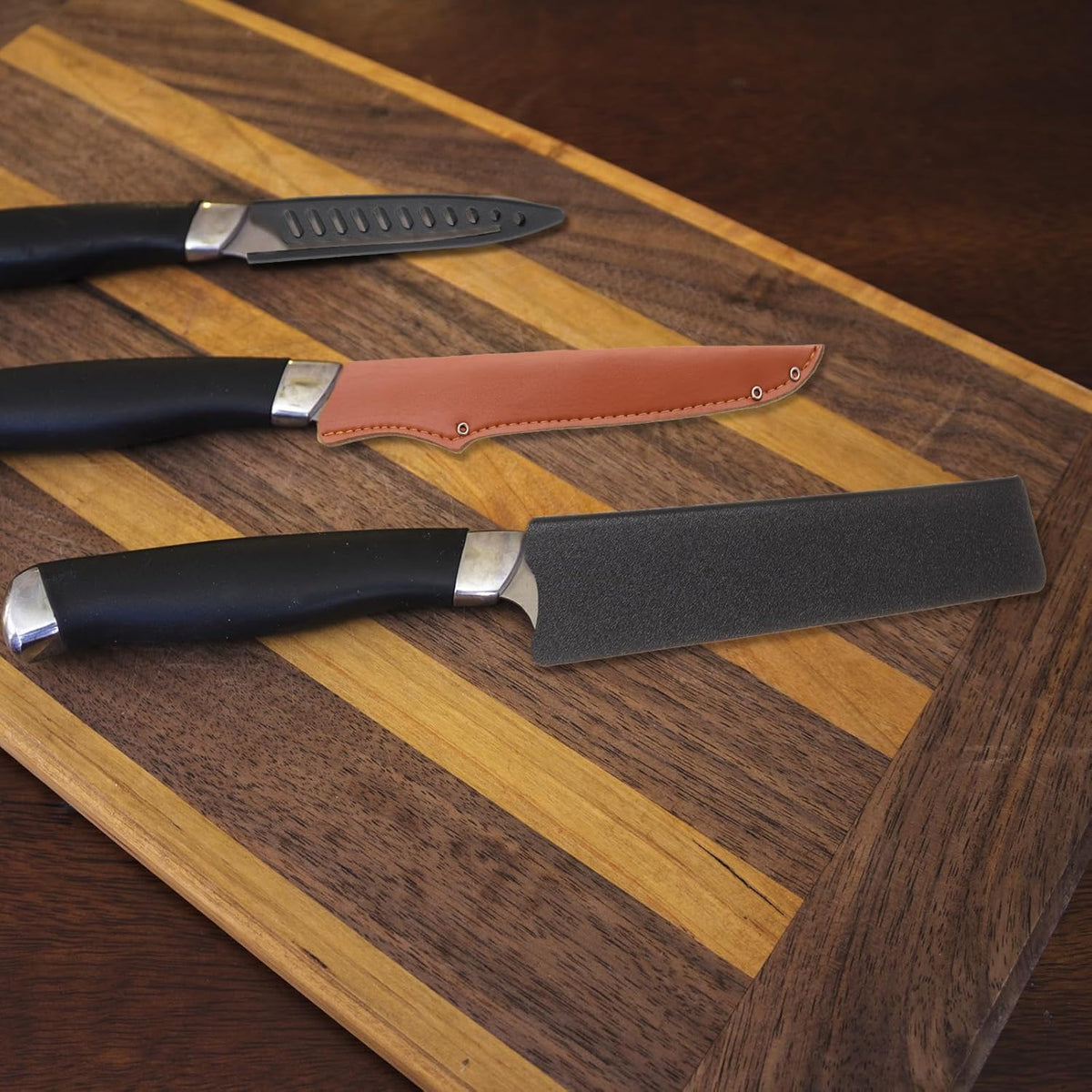 Knife Cover Sleeves, 6.5" x 1.3" ABS Knives Edge Guard Blade Protector Universal Knife Sheath for Home Kitchen, Black