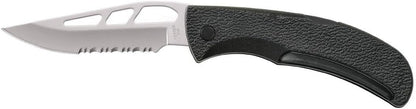 Gear E-Z Out Skeleton Knife, Made in USA, EDC Stainless Steel Folding Knife with Serrated Edge, Black