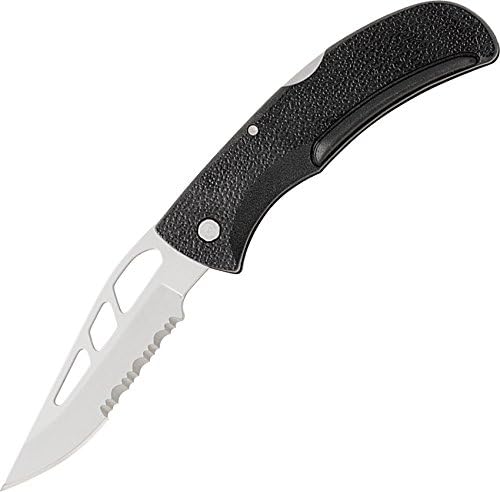 Gear E-Z Out Skeleton Knife, Made in USA, EDC Stainless Steel Folding Knife with Serrated Edge, Black