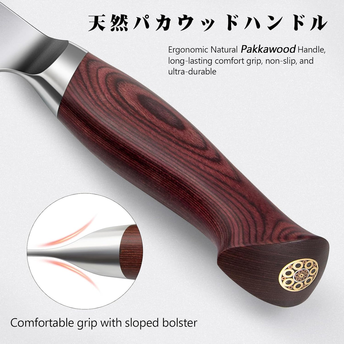 Chef Knife 8 Inch, High Carbon Japanese 10Cr15Mov Stainless Steel Kitchen Professional Cooking Knife, Ultra Sharp Japanese Knife with Ergonomic Pakkawood Handle