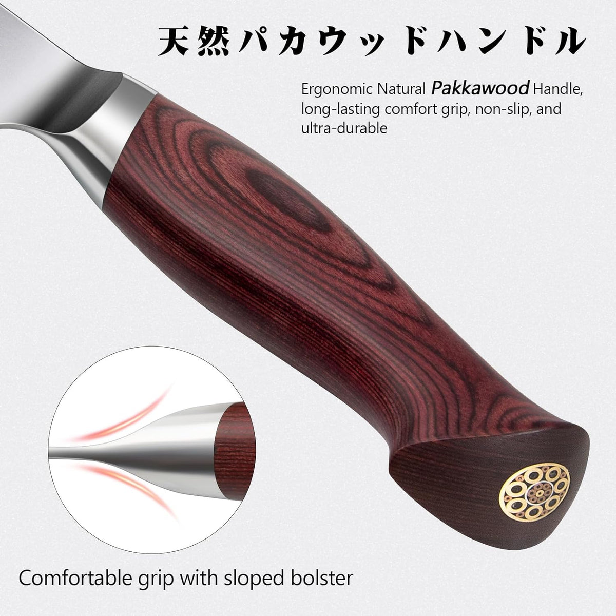 Chef Knife 8 Inch, High Carbon Japanese 10Cr15Mov Stainless Steel Kitchen Professional Cooking Knife, Ultra Sharp Japanese Knife with Ergonomic Pakkawood Handle