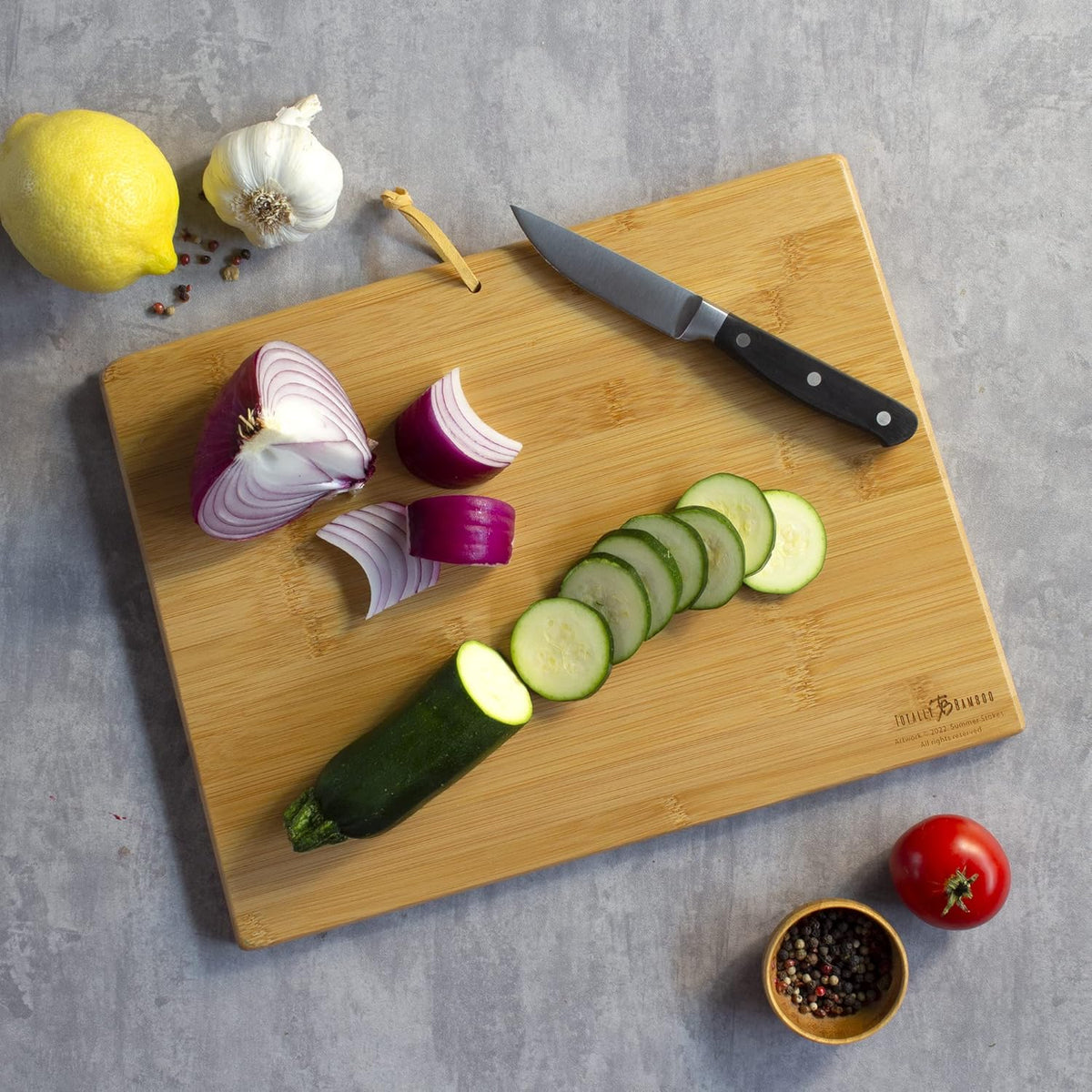 North Carolina State Shaped Cutting Board, Summer Stokes Art | State charcuterie board with colorful hand-drawn landscape art. Smooth reverse side for food prep. Hang tie for wall display. - Colors A