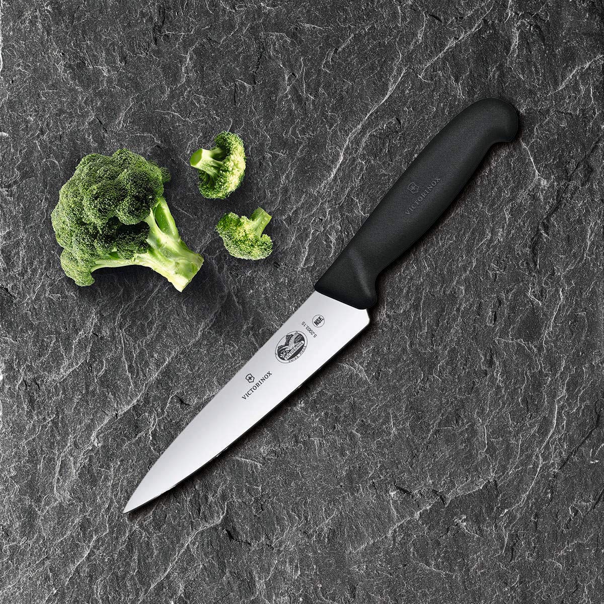 Fibrox 6 Inch Straight Edge Chef's Knife, Black | Kitchen Knife with Stainless Steel Blade, Non-Slip Handle, Dishwasher Safe