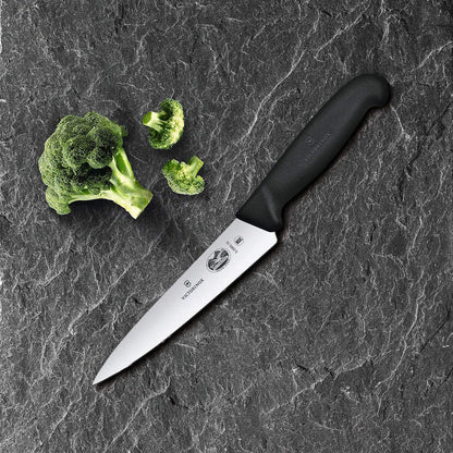 Fibrox 6 Inch Straight Edge Chef's Knife, Black | Kitchen Knife with Stainless Steel Blade, Non-Slip Handle, Dishwasher Safe