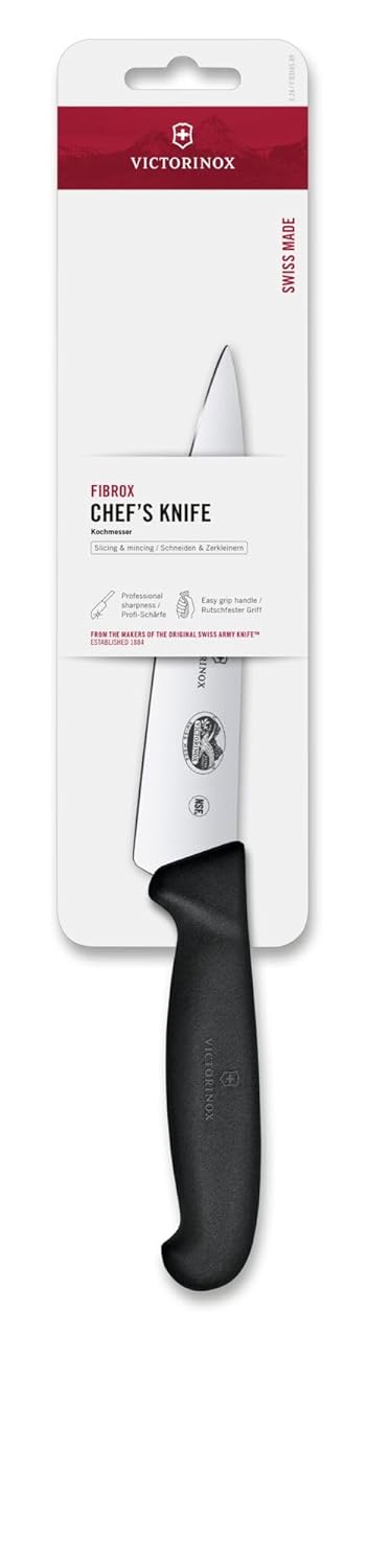 Fibrox 6 Inch Straight Edge Chef's Knife, Black | Kitchen Knife with Stainless Steel Blade, Non-Slip Handle, Dishwasher Safe