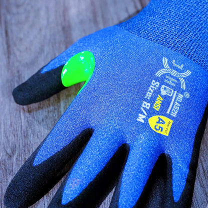 24G Ultra Thin A5 Cut Resistant Gloves, HPPE Nitrile Coated Breathable Work Gloves, Touchscreen Friendly, 3 Pairs