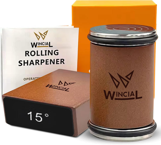 Rolling Knife Sharpener | Professional 15° Angle Manual Knife Sharpener For Japanese & Precision Blades with Magnetic Base & Non-Slip Grip