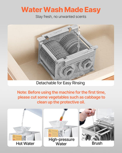 850W Meat Slicer, Commercial Meat Cutting Machine, Stainless Steel, 5 mm Thickness, Detachable Blades, Electric Food Slicer for Home Kitchen Restaurant Supermarket