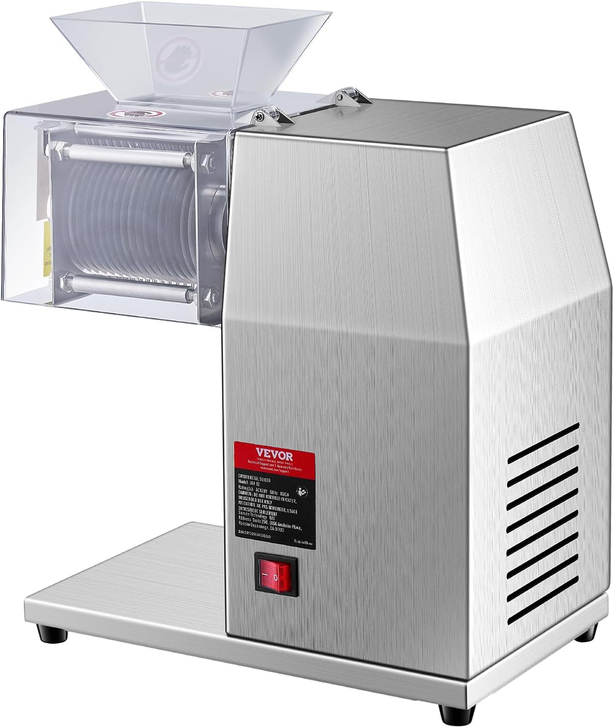 850W Meat Slicer, Commercial Meat Cutting Machine, Stainless Steel, 5 mm Thickness, Detachable Blades, Electric Food Slicer for Home Kitchen Restaurant Supermarket
