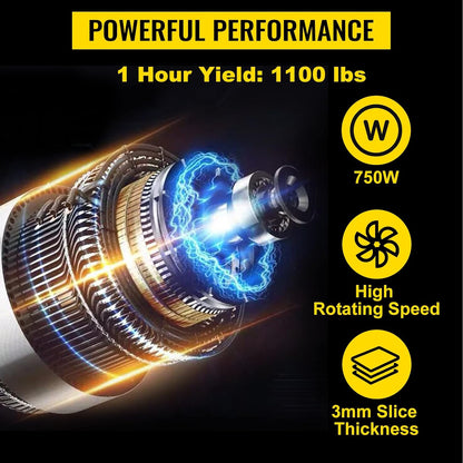 850W Meat Slicer, Commercial Meat Cutting Machine, Stainless Steel, 5 mm Thickness, Detachable Blades, Electric Food Slicer for Home Kitchen Restaurant Supermarket