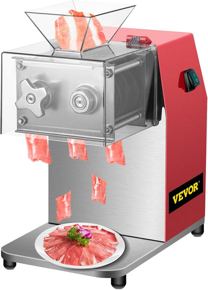 850W Meat Slicer, Commercial Meat Cutting Machine, Stainless Steel, 5 mm Thickness, Detachable Blades, Electric Food Slicer for Home Kitchen Restaurant Supermarket