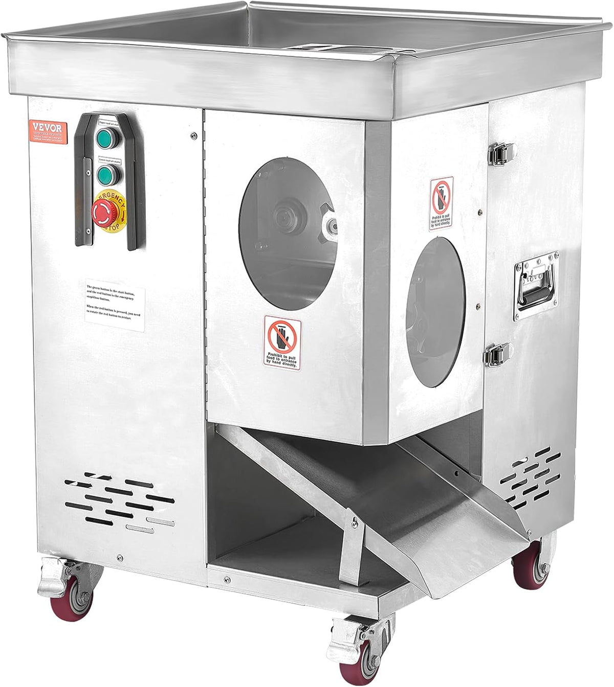 850W Meat Slicer, Commercial Meat Cutting Machine, Stainless Steel, 5 mm Thickness, Detachable Blades, Electric Food Slicer for Home Kitchen Restaurant Supermarket