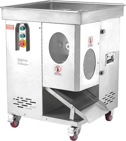 850W Meat Slicer, Commercial Meat Cutting Machine, Stainless Steel, 5 mm Thickness, Detachable Blades, Electric Food Slicer for Home Kitchen Restaurant Supermarket
